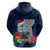 Custom Guam Christmas Hoodie Santa Gift Latte Stone and Sea Turle Mix Hibiscus Chamorro Blue Style LT03