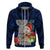 Custom Guam Christmas Hoodie Santa Gift Latte Stone and Sea Turle Mix Hibiscus Chamorro Blue Style LT03