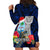 Custom Guam Christmas Hoodie Dress Santa Gift Latte Stone and Sea Turle Mix Hibiscus Chamorro Blue Style LT03