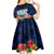 Custom Guam Christmas Kid Short Sleeve Dress Santa Gift Latte Stone and Sea Turle Mix Hibiscus Chamorro Blue Style LT03