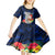 Custom Guam Christmas Kid Short Sleeve Dress Santa Gift Latte Stone and Sea Turle Mix Hibiscus Chamorro Blue Style LT03