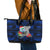 Custom Guam Christmas Leather Tote Bag Santa Gift Latte Stone and Sea Turle Mix Hibiscus Chamorro Blue Style LT03