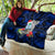 Custom Guam Christmas Quilt Santa Gift Latte Stone and Sea Turle Mix Hibiscus Chamorro Blue Style LT03