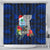 Custom Guam Christmas Shower Curtain Santa Gift Latte Stone and Sea Turle Mix Hibiscus Chamorro Blue Style LT03