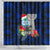 Custom Guam Christmas Shower Curtain Santa Gift Latte Stone and Sea Turle Mix Hibiscus Chamorro Blue Style LT03