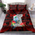 Guam Christmas Bedding Set Santa Gift Latte Stone and Sea Turle Mix Hibiscus Chamorro Red Style LT03