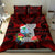 Guam Christmas Bedding Set Santa Gift Latte Stone and Sea Turle Mix Hibiscus Chamorro Red Style LT03