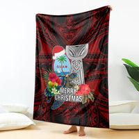 Guam Christmas Blanket Santa Gift Latte Stone and Sea Turle Mix Hibiscus Chamorro Red Style LT03 - Polynesian Pride