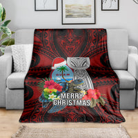 Guam Christmas Blanket Santa Gift Latte Stone and Sea Turle Mix Hibiscus Chamorro Red Style LT03 - Polynesian Pride