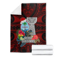 Guam Christmas Blanket Santa Gift Latte Stone and Sea Turle Mix Hibiscus Chamorro Red Style LT03 - Polynesian Pride