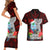 Guam Christmas Couples Matching Short Sleeve Bodycon Dress and Hawaiian Shirt Santa Gift Latte Stone and Sea Turle Mix Hibiscus Chamorro Red Style LT03