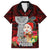 Guam Christmas Family Matching Off Shoulder Short Dress and Hawaiian Shirt Santa Gift Latte Stone and Sea Turle Mix Hibiscus Chamorro Red Style LT03