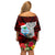 Guam Christmas Family Matching Off Shoulder Short Dress and Hawaiian Shirt Santa Gift Latte Stone and Sea Turle Mix Hibiscus Chamorro Red Style LT03