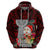 Guam Christmas Hoodie Santa Gift Latte Stone and Sea Turle Mix Hibiscus Chamorro Red Style LT03