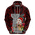 Guam Christmas Hoodie Santa Gift Latte Stone and Sea Turle Mix Hibiscus Chamorro Red Style LT03