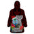 Guam Christmas Wearable Blanket Hoodie Santa Gift Latte Stone and Sea Turle Mix Hibiscus Chamorro Red Style LT03