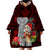 Guam Christmas Wearable Blanket Hoodie Santa Gift Latte Stone and Sea Turle Mix Hibiscus Chamorro Red Style LT03