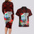 Custom Guam Christmas Couples Matching Long Sleeve Bodycon Dress and Hawaiian Shirt Santa Gift Latte Stone and Sea Turle Mix Hibiscus Chamorro Red Style LT03