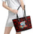 Custom Guam Christmas Leather Tote Bag Santa Gift Latte Stone and Sea Turle Mix Hibiscus Chamorro Red Style LT03