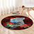 Custom Guam Christmas Round Carpet Santa Gift Latte Stone and Sea Turle Mix Hibiscus Chamorro Red Style LT03