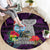 Guam Christmas Round Carpet Santa Gift Latte Stone and Sea Turle Mix Hibiscus Chamorro Pink Style LT03