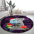 Guam Christmas Round Carpet Santa Gift Latte Stone and Sea Turle Mix Hibiscus Chamorro Pink Style LT03