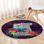 Guam Christmas Round Carpet Santa Gift Latte Stone and Sea Turle Mix Hibiscus Chamorro Pink Style LT03