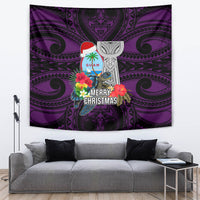 Guam Christmas Tapestry Santa Gift Latte Stone and Sea Turle Mix Hibiscus Chamorro Pink Style LT03 Pink - Polynesian Pride