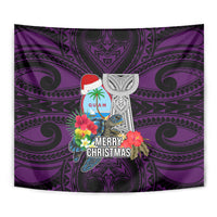 Guam Christmas Tapestry Santa Gift Latte Stone and Sea Turle Mix Hibiscus Chamorro Pink Style LT03 - Polynesian Pride