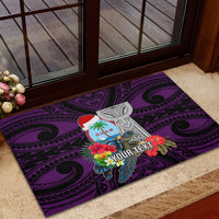 Custom Guam Christmas Rubber Doormat Santa Gift Latte Stone and Sea Turle Mix Hibiscus Chamorro Pink Style LT03 - Polynesian Pride