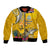 Niue Waitangi Bomber Jacket Tropical Flower Tapa Pattern LT03 Unisex Yellow - Polynesian Pride