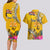 Niue Waitangi Couples Matching Long Sleeve Bodycon Dress and Hawaiian Shirt Tropical Flower Tapa Pattern LT03 - Polynesian Pride