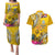 Niue Waitangi Couples Matching Puletasi and Hawaiian Shirt Tropical Flower Tapa Pattern LT03 Yellow - Polynesian Pride