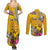 Niue Waitangi Couples Matching Summer Maxi Dress and Long Sleeve Button Shirt Tropical Flower Tapa Pattern LT03 - Polynesian Pride