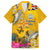 Niue Waitangi Family Matching Long Sleeve Bodycon Dress and Hawaiian Shirt Tropical Flower Tapa Pattern LT03 Dad's Shirt - Short Sleeve Yellow - Polynesian Pride