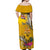 Niue Waitangi Off Shoulder Maxi Dress Tropical Flower Tapa Pattern LT03 - Polynesian Pride