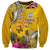 Niue Waitangi Sweatshirt Tropical Flower Tapa Pattern LT03 Unisex Yellow - Polynesian Pride