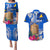 Tokelau Waitangi Couples Matching Puletasi and Hawaiian Shirt Tropical Flower Tapa Pattern LT03 Blue - Polynesian Pride