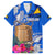 Tokelau Waitangi Family Matching Off Shoulder Long Sleeve Dress and Hawaiian Shirt Tropical Flower Tapa Pattern LT03 Dad's Shirt - Short Sleeve Blue - Polynesian Pride