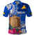 Tokelau Waitangi Polo Shirt Tropical Flower Tapa Pattern LT03 Blue - Polynesian Pride