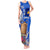 Tokelau Waitangi Tank Maxi Dress Tropical Flower Tapa Pattern LT03 Women Blue - Polynesian Pride