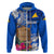 Tokelau Waitangi Zip Hoodie Tropical Flower Tapa Pattern LT03 Zip Hoodie Blue - Polynesian Pride