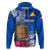 Tokelau Waitangi Zip Hoodie Tropical Flower Tapa Pattern LT03 Pullover Hoodie Blue - Polynesian Pride