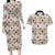 Tukenny Pattern Fijian War Clubs Couples Matching Long Sleeve Bodycon Dress and Hawaiian Shirt LT03 Beige - Polynesian Pride