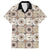 Tukenny Pattern Fijian War Clubs Family Matching Off Shoulder Long Sleeve Dress and Hawaiian Shirt LT03 Dad's Shirt - Short Sleeve Beige - Polynesian Pride