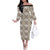 Tukenny Pattern Fijian War Clubs Family Matching Off Shoulder Long Sleeve Dress and Hawaiian Shirt LT03 Mom's Dress Beige - Polynesian Pride