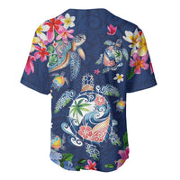 Hawaiian Turtles and Tropical Plants Baseball Jersey Blue Watercolor LT03 - Polynesian Pride
