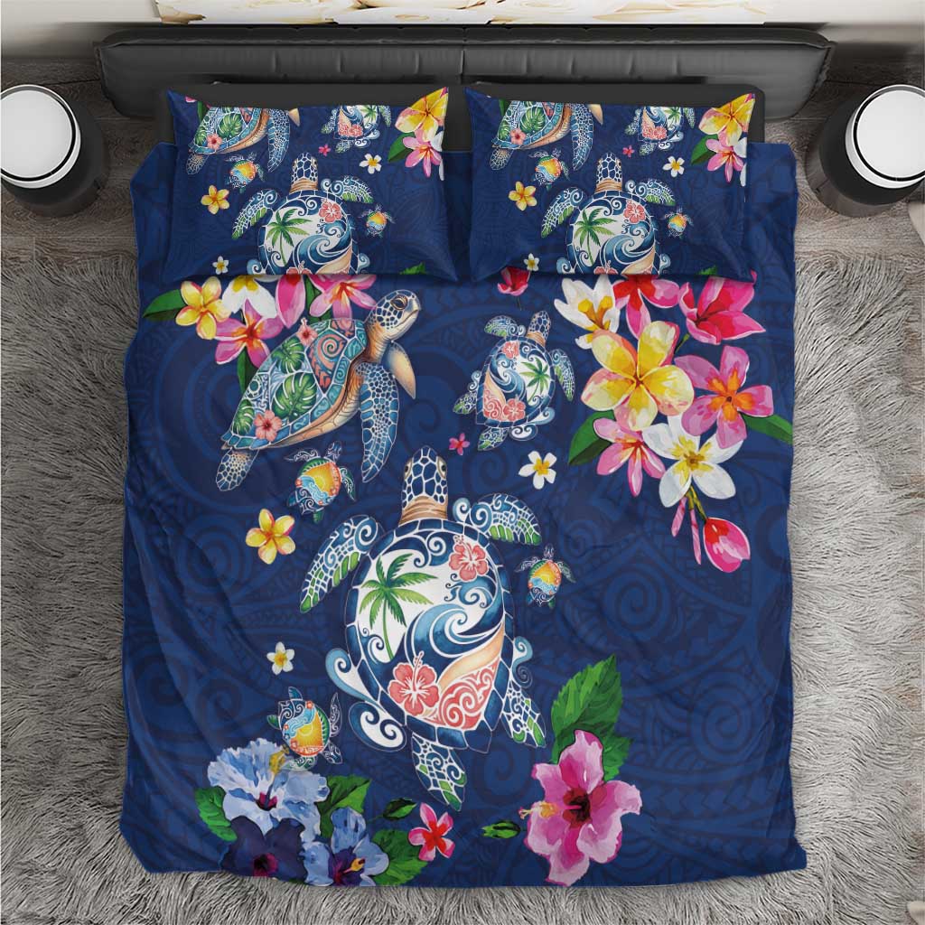 Hawaiian Turtles and Tropical Plants Bedding Set Blue Watercolor LT03 Blue - Polynesian Pride
