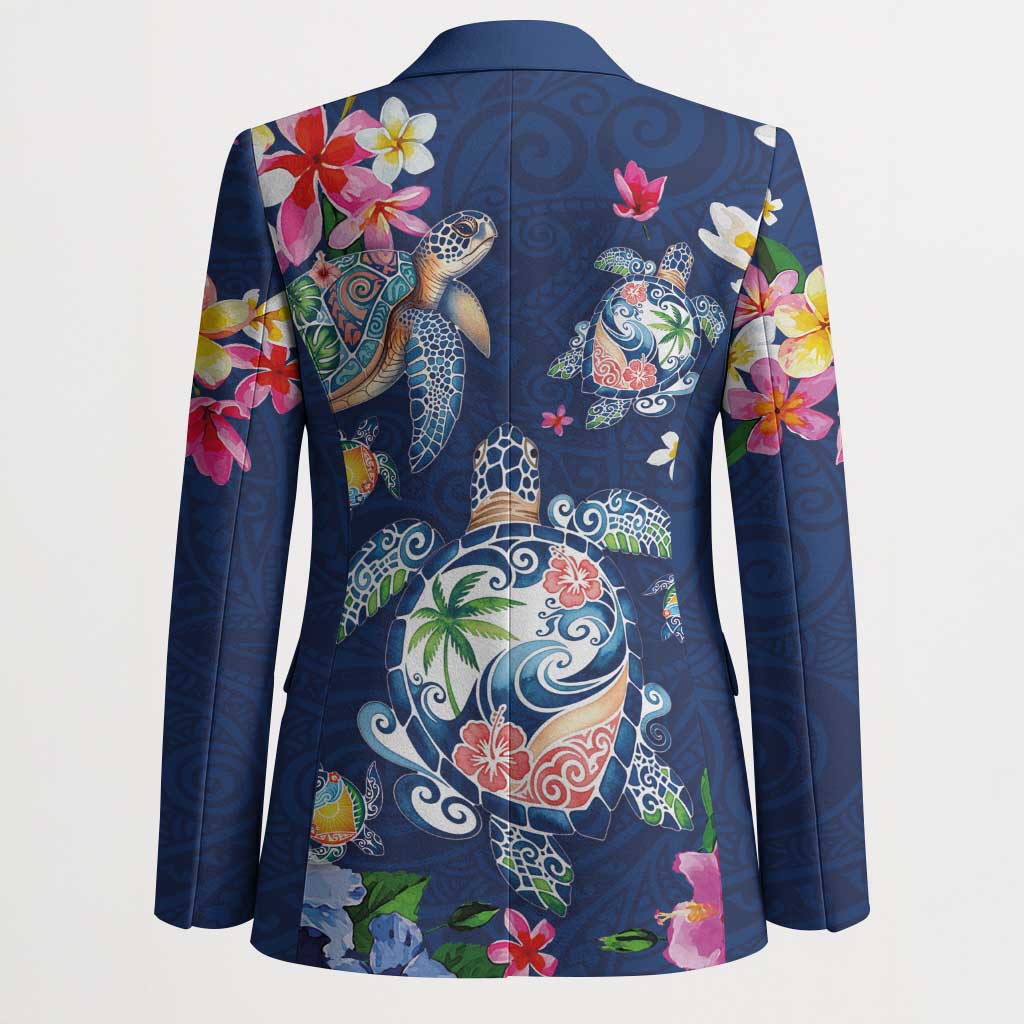 Hawaiian Turtles and Tropical Plants Blazer Blue Watercolor LT03 - Polynesian Pride
