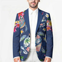 Hawaiian Turtles and Tropical Plants Blazer Blue Watercolor LT03 - Polynesian Pride